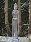 Wunderschöner großer, schmaler Stein Buddha Mönch aus Steinguss, frostfest