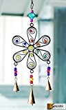 Wunderschönes Blumen-Windspiel, handgefertigt, aus Eisen, verschiedene Dekoperlen und -glocken, perfekt für Haus und Garten