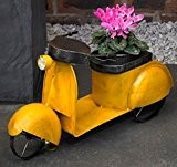 Wunderschönes Vintage Gelb Moped Scooter Pflanzgefäß Garten Blumentopf Zubehör-beinhaltet ein 10cm Blumentopf.