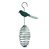 Xclou Meisenknödelkorb, Vogeldesign, Futterstation aus Metall, Vogelfutterspender mit Spiral-Halter, Spiralkorb zum Hängen, ca. 14 x 0,6 x 40,5 cm, grün
