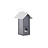Xclou Vogelfutterstation, eckiger Futterspender, Futtersäule aus Metall und Kunststoff mit 4 Futteröffnungen, Vogelfutterhaus zum Hängen, ca. 12,5 x 11,5 x ...
