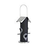Xclou Vogelfutterstation, runder Futterspender, Futtersäule aus Metall mit 4 Futteröffnungen, Vogelfutterhaus zum Hängen, Ø ca. 14 cm, H ca. 25 ...
