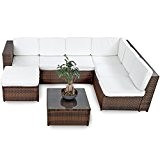 XINRO XXXL Polyrattan Lounge Set Lounge Möbel Lounge Sofa Garnitur - für 6 Personen mit Tisch, Fusskocker, Kissen - Rattan ...