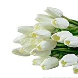 Xjp Artificial Tulip Flower Decoration for Wedding, Party, Garden, Home (White)