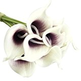 Xjp Künstliche Calla Blumendekoration für Hochzeit, Party, Garten, Haus (White and purple)