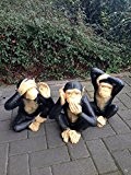 XXL Affen Die drei Weisheiten Figur Schimpanse Gartenfigur 35cm
