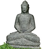 XXL Buddha Figur im Lotus-Sitz Steinguss / Großer sitzender Steinbuddha 150cm / Skulptur für Haus und Garten