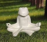 XXL meditierender Frosch weiß Dekofigur Yoga