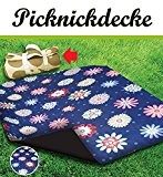 XXL Picknickdecke Picknick Decke mit Tragegriff vers. Farben Muster 200x200cm (Retro-Muster)