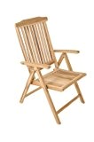 XXS® Garten-Hochlehner Aruba, Teak-Holz Garten-Stuhl ist klappbar, Klapp-Stuhl mit Armlehnen, Garten-Möbel aus Massiv-Holz, Terrassen-Stuhl 5-fach verstellbar