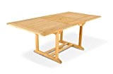 XXS® Möbel Gartentisch Caracas hochwertiges Teak Holz Tisch ausziehbar Schirmloch in der Mitte natürliche Maserung pflegeleicht Lager Speditionsversand