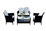 yakoe 50129 Eton Range Outdoor Gartenmöbel Wintergarten Terrasse Sofa Stühle und Tisch Set - Schwarz (4-teilig)