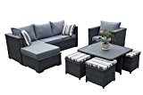 yakoe 50134 New Monaco 9-Sitzer Wintergarten Rattan Outdoor Terrasse Garten Sofa-Set, grau
