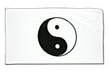 Ying und Yang Weiß Flagge, buddhistische Fahne 90 x 150 cm, MaxFlags®