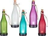 Yingman 5 Flaschen mit LED-Lichtern, solarbetrieben, zum Aufhängen, für Terrasse, Garten, Flammen-Effekt, Hängeleuchte