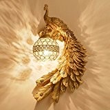 YJNB Europäischen Stil Wand Lampe Nachttischlampe Schlafzimmer Wohnzimmer Hintergrund Atmosphärischen Pfau Crystal Kreative Persönlichkeit Der Gang Wandleuchte