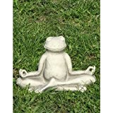 Yoga-Frosch, Steinguss Gartenskulptur, klein - B/H: 18/26 cm, wetterfeste Figur für den Außenbereich