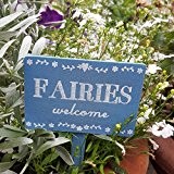 Zauberhaftes Holzschild zum Stecken "Fairies Welcome - Elfen Willkommen"
