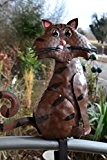Zaunhocker Katze- lustiger großer Zaungucker Katze mit stabiler Klemmleiste -aus Metall- für Haus und Garten, Höhe 32 cm-für Zaunpfähle und ...