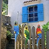 Zaunhocker Papagei ARA links blau Deko Figur für Balkon, Zaun, Baum Terrasse und Garten (Linksgucker blau)