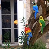 Zaunhocker Papagei ARA links rot Deko Figur für Balkon, Zaun, Baum Terrasse und Garten (Linksgucker rot)
