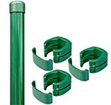 Zaunpfosten + Fix-Clip-Pro Pfosten Maschendraht Zaun grün 122,5cm 34mm Gitterzaun Zaun