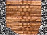 Zaunsichtschutz, Windschutz (27 versch. Motive) für Doppelstabmattenzaun *Holz und Bruchstein groß* einseitig, 19cm, 9 Streifen