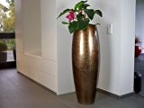 ZEN - Blumenkübel Pflanzkübel Pflanzgefäße Fiberglas, rund, 38x38x100cm, bronze