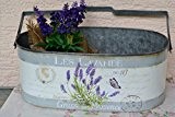 Zinktopf- Pflanztopf - Design Lavendel - für Blumen und Pflanzen - -Übertopf, Länge 21 cm