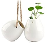 Zum Aufhängen Übertopf, Fristee Makramee Pflanzenhänger Deko Keramik Blumentopf Wasser Pflanzkasten vase-white (2.75h inch-2 Pack)